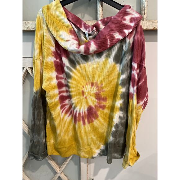 NWT Cato size 22/24 tie dye waffle knit cowl neck top - Picture 1 of 3